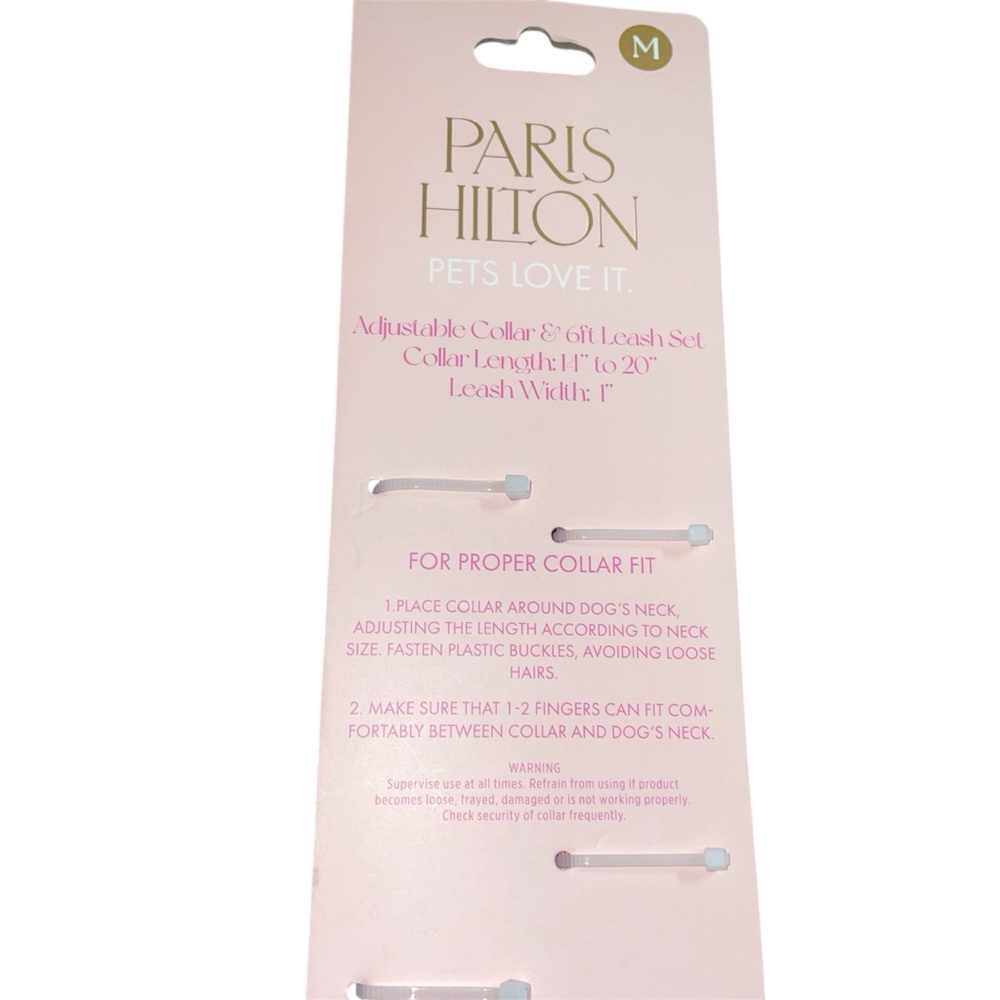 Paris Hilton Slay Pink Dog Collar and Leash Set Medium - Picture 2 of 2
